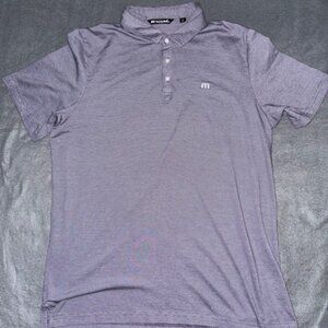 Travis Mathew Micro Stripe Golf Polo Men’s XL Purple Short Sleeve Performance
